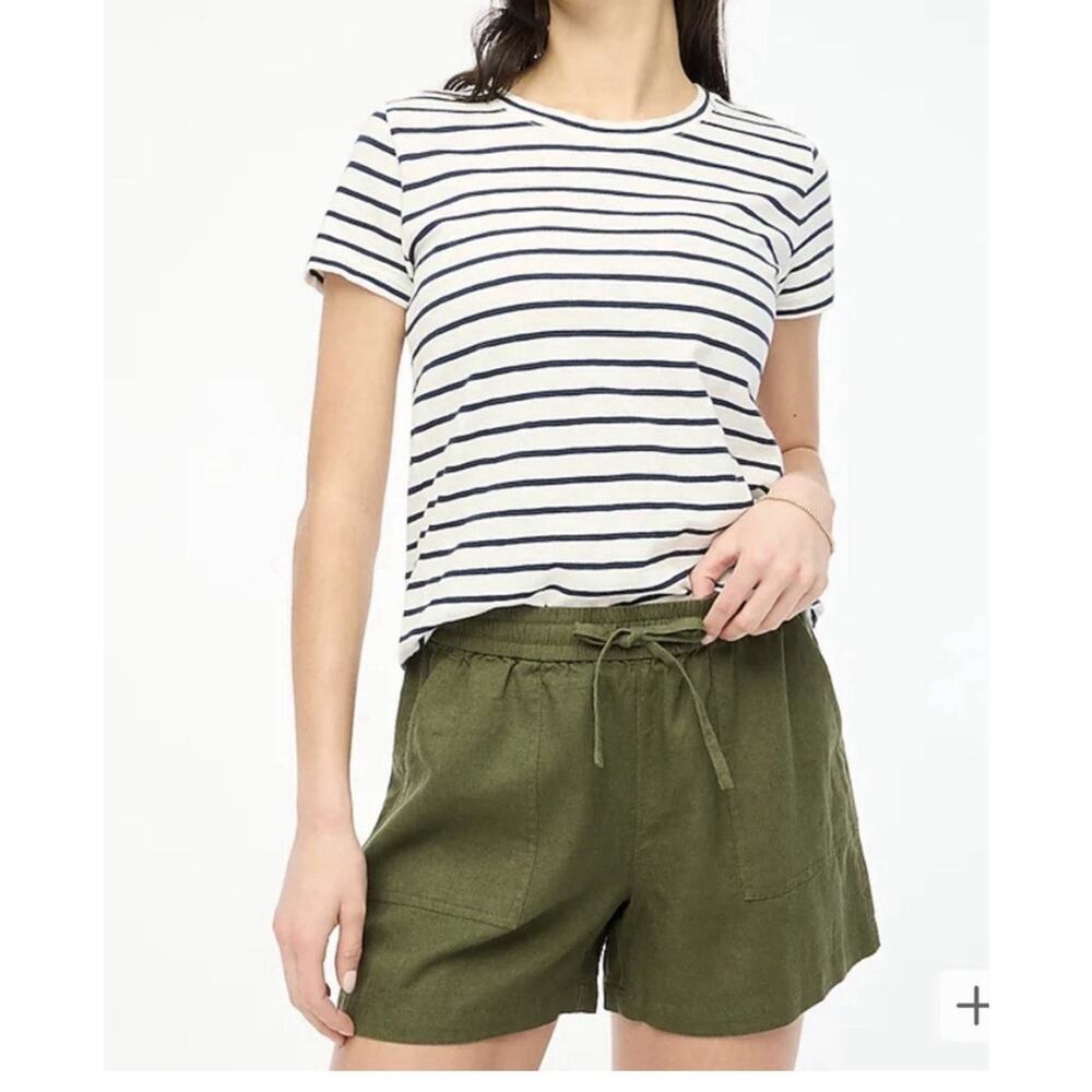 J Crew Shorts Womens Size XS olive Linen Lyocell Pull On Drawstring Casual SP23